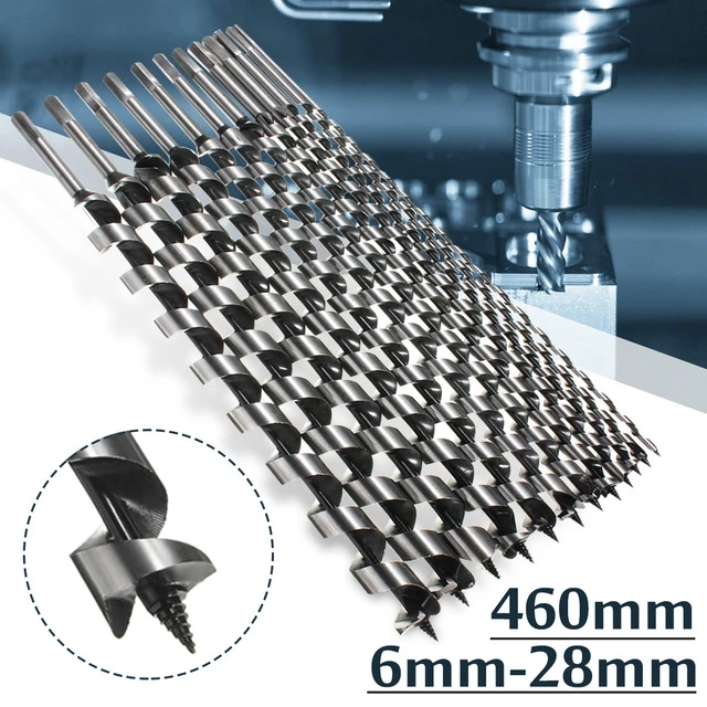 

460Mm Long 6-28Mm Auger Drill Bits Wood Carpenter Masonry Hobby Wood Drills Set For Woodworking