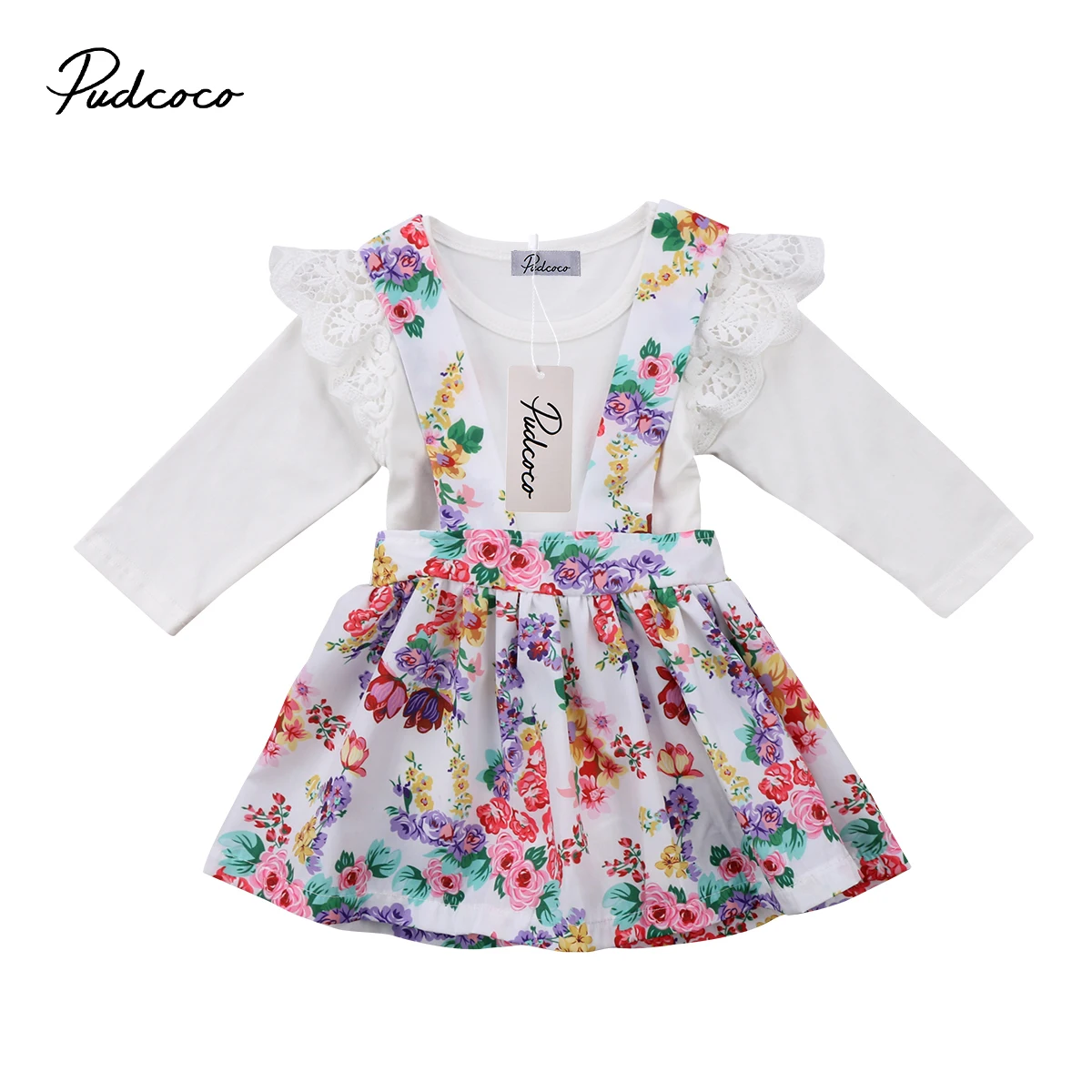 2Pcs Newborn Toddler Kids Baby Girl Lace Outfit Clothes Bodysuits