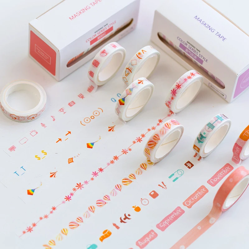 

10pcs/lot Leaves Foil Grid Floral Cute Paper Masking Washi Tape Set Japanese Stationery Scrapbooking Supplies