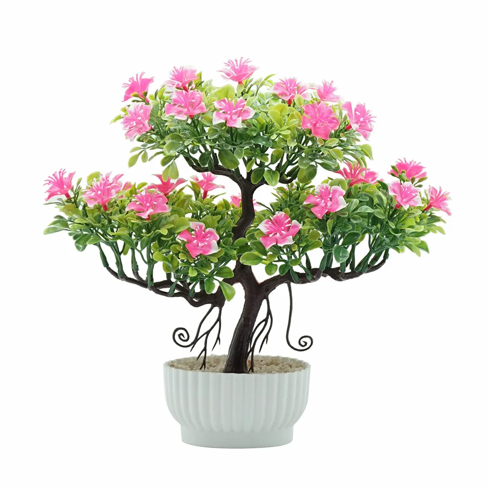 1Pc Artificial Flower Tree Potted Bonsai Home Office Garden Desktop Party Decor