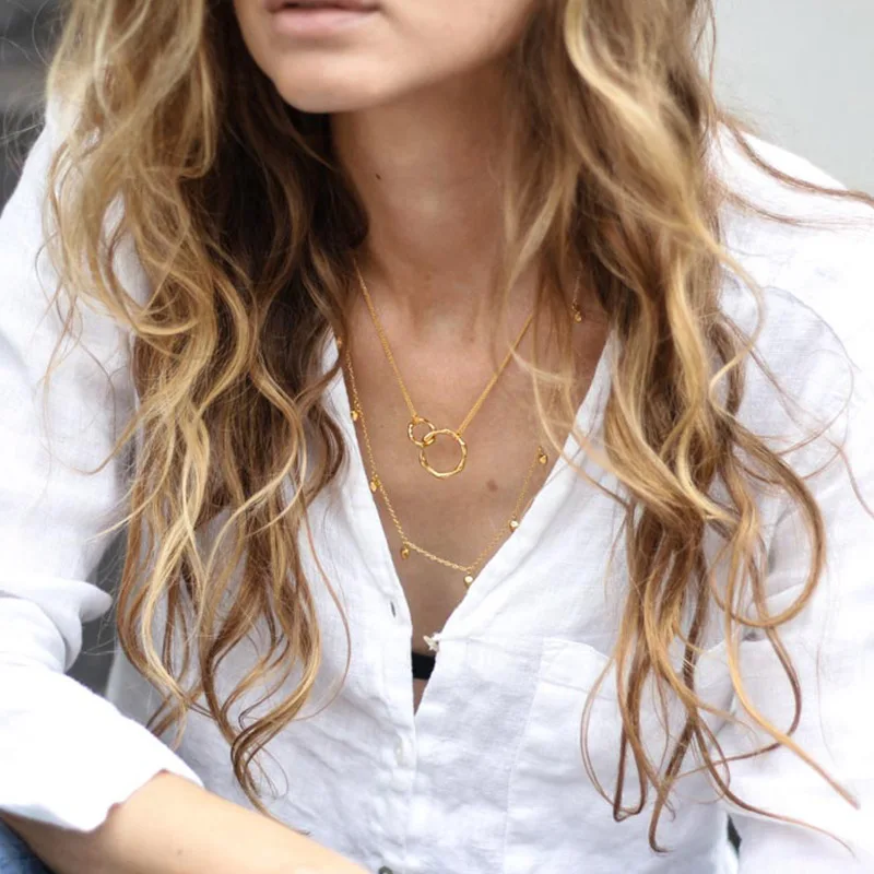 

Silvology 925 Sterling Silver Double Circle Pendant Necklace Gold Small Big Interlock Elegant Necklace For Women Fine Jewelry