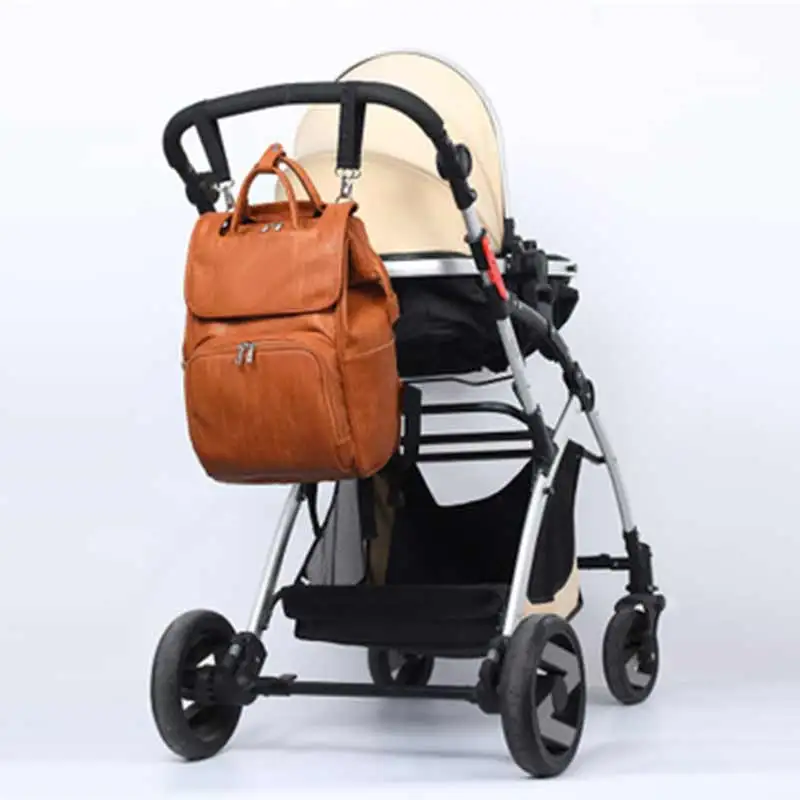 Koop PU Leer baby luiertas rugzak voor moeders Grote Capaciteit Luiertas Waterdichte Rugzak Grote Capaciteit Kinderwagen Zakken MOOB