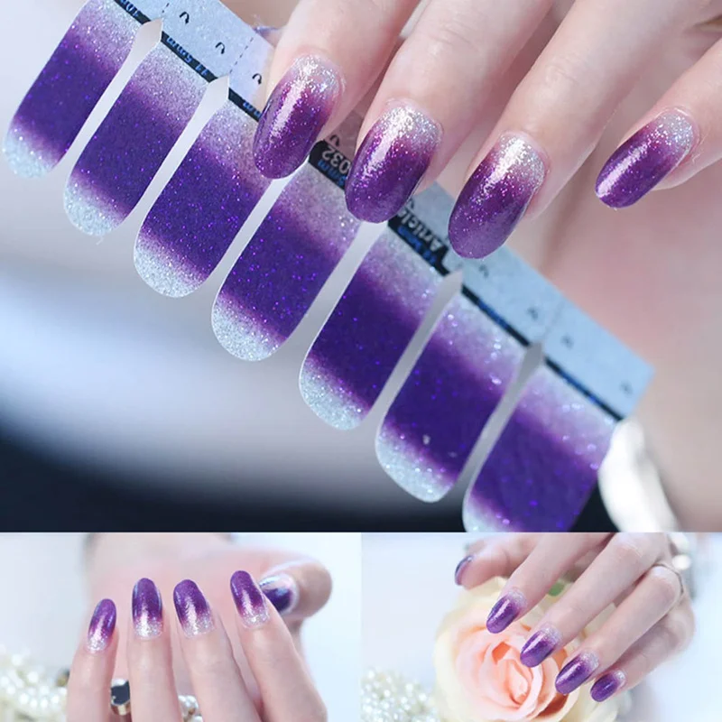 

Glitter Powder Gradient Color Stickers Nail Wraps Full Cover Nail Polish Sticker DIY Self-Adhesive Nail Art Decoration 28 Colors