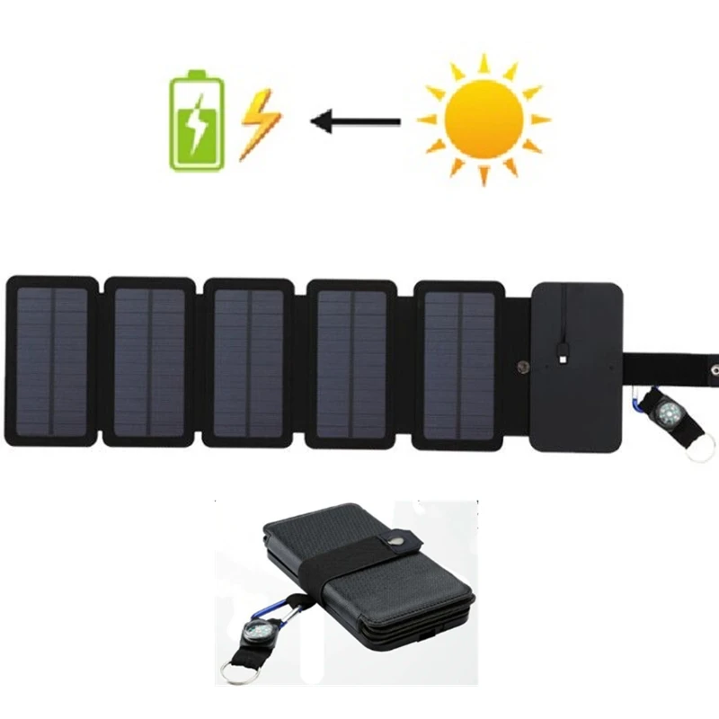 KERNUAP складное солнечное зарядное устройство Панель s ячеек 15 Вт солнечная панель батарея USB выход Быстрая зарядка устройства портативный для смартфонов mp4