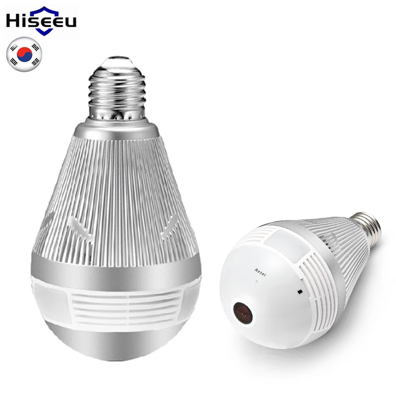 

Hiseeu Bulb Light Wireless IP Camera Wi-fi FishEye 960P/3MP 360 degree VR CCTV Camera 1.3MP Home Security WiFi Camera Panoramic