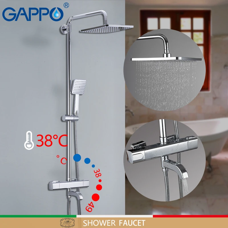 GAPPO ducha grifos bañera grifo termostático ducha en el cuarto de baño grifo baño mezclador montado en la pared conjunto de ducha de lluvia grifo mezclador - 1