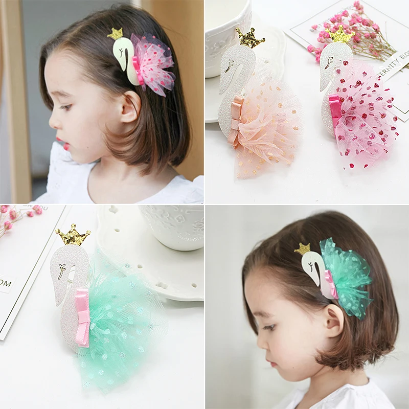 

Children's Cute Crown Little Swan Princess Baby Hairpin Girls Card Clamp Head Ornaments Hair Accessories