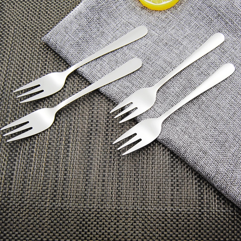 4 Pcs Stainless Steel Cocktail Dessert Fork Tasting Appetizer Cake