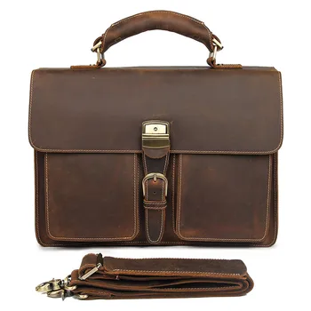 

New Style Rare Crazy Horse Leather Handbag Briefcases Laptop bag For Men 7164R