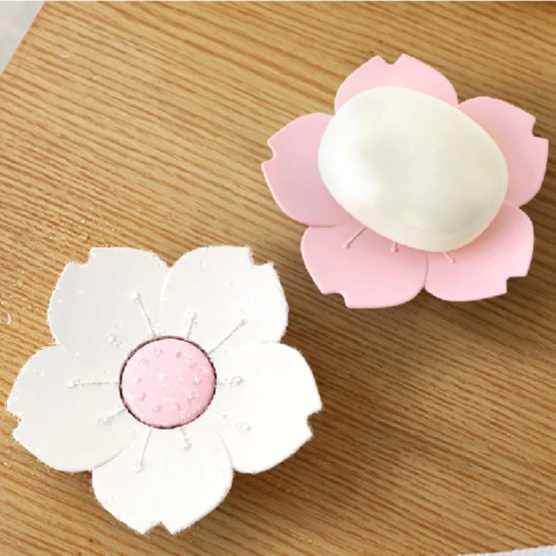 

Creative Draining Cherry Blossom Soap Dish Soap Box Plate Flower Cherry Blossom Plastic Box Holder Drain Laundry Bathroom