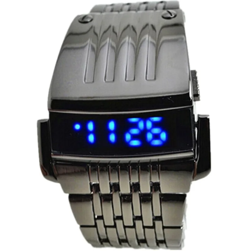 

2016 1PC mens uomo role watches top brand luxury Stainless Steel Mens Blue LED Digital Sport Quartz Wrist Watch erkek kol saati