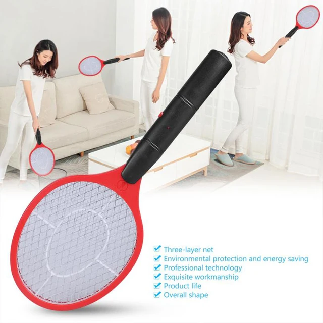 Summer Triple Nets House Attery Power Electric Fly Swatter Electric Pest Repeller Bug Zapper Racket Wireless Long Handle 5