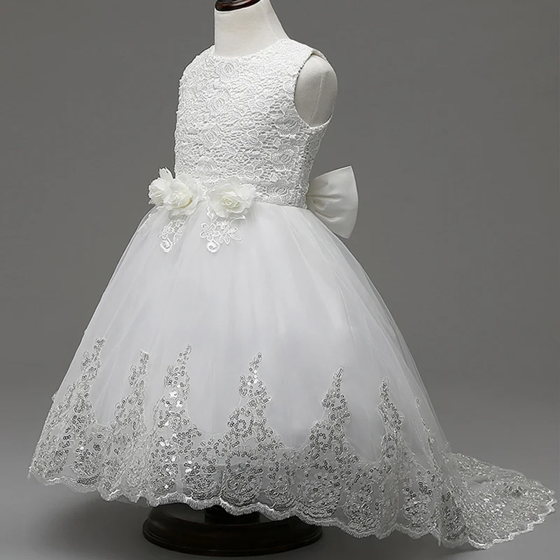 Embroidery Tulle Flower Girl Dresses for Wedding Evening Gowns Pearl Cape Dress