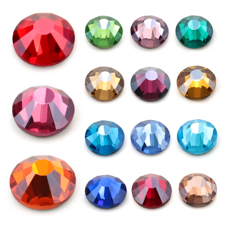

1440Pcs Crystal Color Iron on Stone Strass Hot Fix Rhinestones DIY Crafts With Rhinestones Iron On Appliques For Dresses QIAO