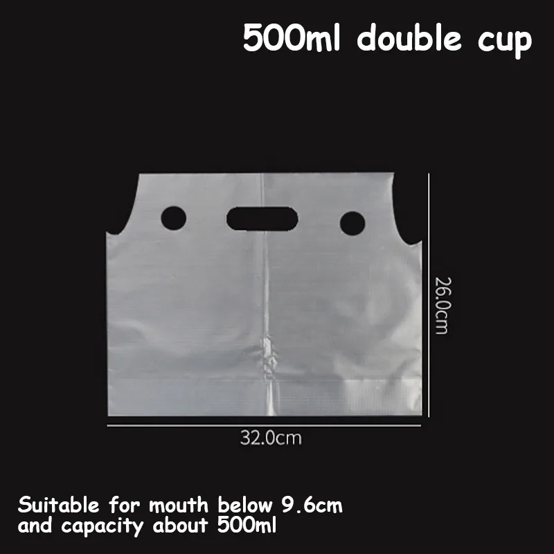 double cup 500ml Одноразовые стаканчики для кофе, собачка, сумка для вынос, питьевая упаковка, инструменты, пастика, двойные стаканчики, сумочка для упаковывания бутылки, 50 шт - Цвет: double cup 500ml