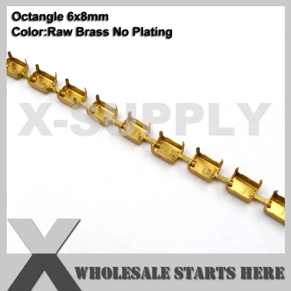 

6x8mm Rectangle Hollow Empty Cup Chains Without Rhinestones for Craft/Shoe/Jewelry/Apparel