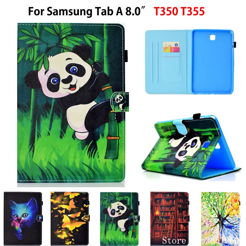 Per Il Caso Di Samsung Galaxy Tab 8.0 Pollice T350 T355 P350 P355 Sm-T350 Caso Astuto Della Copertura Panda Farfalla Fonda Supporti Tablet Borsette