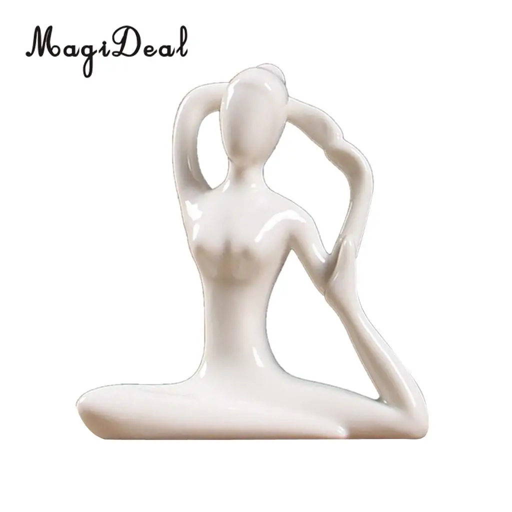 3x Ceramic Yoga Figure Ornament Statue Sculpture for Zen Garden Home Desktop Decoration	
