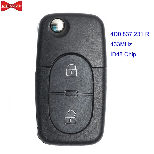 KEYECU для Audi A3 A4 A6 Quattro сменный пульт дистанционного управления брелок 433 мгц ID48 FCC ID