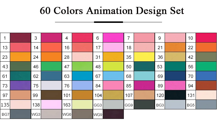 Touchthree, 30406080 цветов, двойная головка, художественные маркеры, ручка, маслянистая, алкогольная, эскиз, маркер, кисть, ручки, товары для рукоделия, для анимации, манга, рисование - Цвет: 60 Animation Set