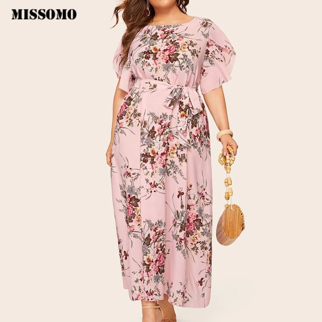 

MISSOMO 5XL Dress Women long maxi dress Casual Floral beach Vintage Bandage Elegant Plus Size dress girls clothes Vestidos 620