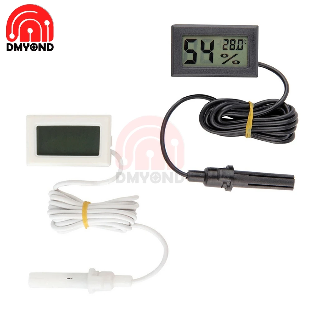

Mini Probe Digital LCD Thermometer Hygrometer Humidity Temperature Meter Indoor Digital LCD Display White Black Professional