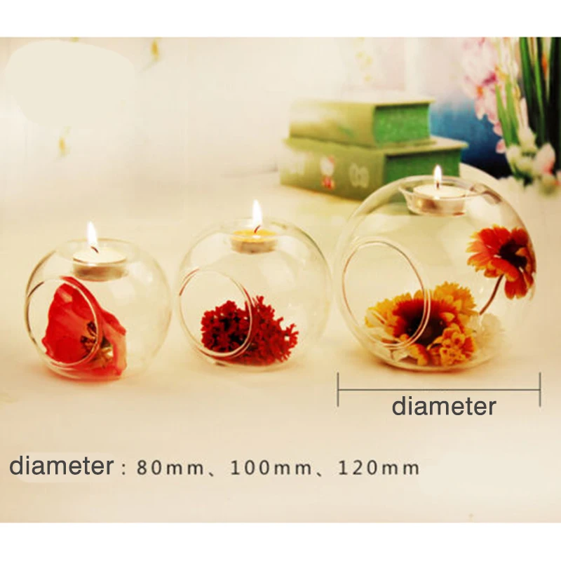 80/100/120mm Glass Crystal Glass Hanging Candle Holder Candlestick Home Wedding Party Dinner Decor Grass Candle Holder