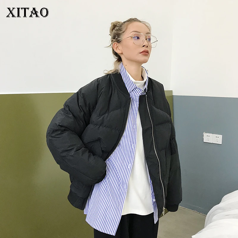 [Xitao] Зима 2018 Европа Мода Новое поступление Для женщин О-образным вырезом длинный рукав свободные карман сплошной Цвет толстые Повседневное