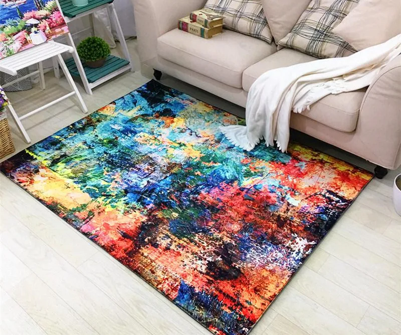 

PCS 6mm Abstract Paint Graffiti Individual Carpet Colorful Vulnerable Dough Shirt Model House Cafe Soft Carpet Carpet Hand Wash