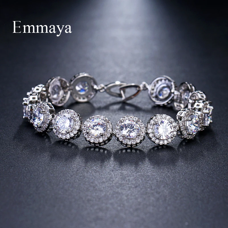 Goedkoop Emmaya Brand Charm Classic AAA Cubic Zirkoon Drie Kleuren Rondel Armbanden Voor Vrouw Elegantie Bruiloft Verjaardagscadeau