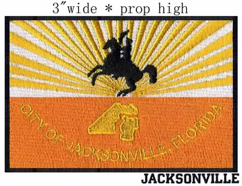 

Jacksonville, Florida USA Flag embroidery patch 3" wide shipping/golden yellow/Radiant / horse emblem