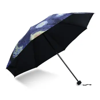 

1pc Van Gogh Oil Painting Rain Umbrella Waterproof Folding Guarda Chuva Umbrellas Sunshade Anti-UV Umbrella All-weather