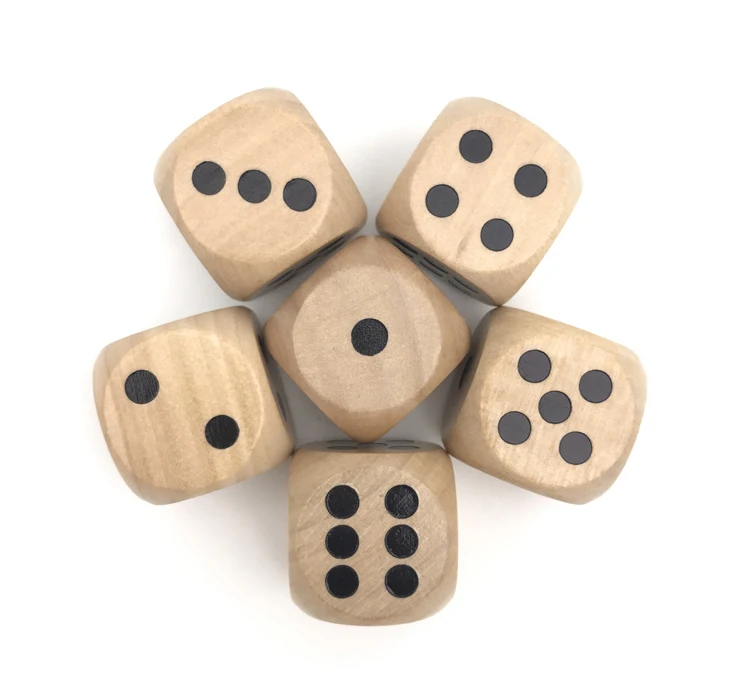 8 Pcs/Lots High quality 25mm Woodiness Drinking Dice Solid Wood Puzzle Children Interesting Teaching Dice Set Wholesale qenueson