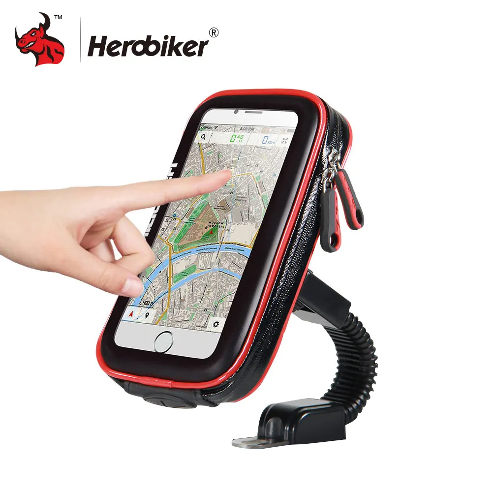 HEROBIKER Mobile Phone Holder Motorcycle Bike Mount Bracket Stand Holder For Phone Waterproof Case Bag For Iphone 6/7 Samsung