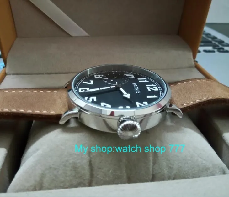 46 мм parnis с черным циферблатом азиатские 6497 17 jewels механические мужские часы с ручным заводом светящиеся механические часы zdgd247A