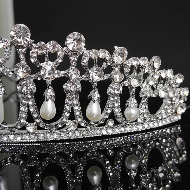 Барокко Принцесса Диана Корона кристалл и жемчуг свадебные диадемы Стразы торжественные короны невесты ободки свадебные аксессуары для волос
