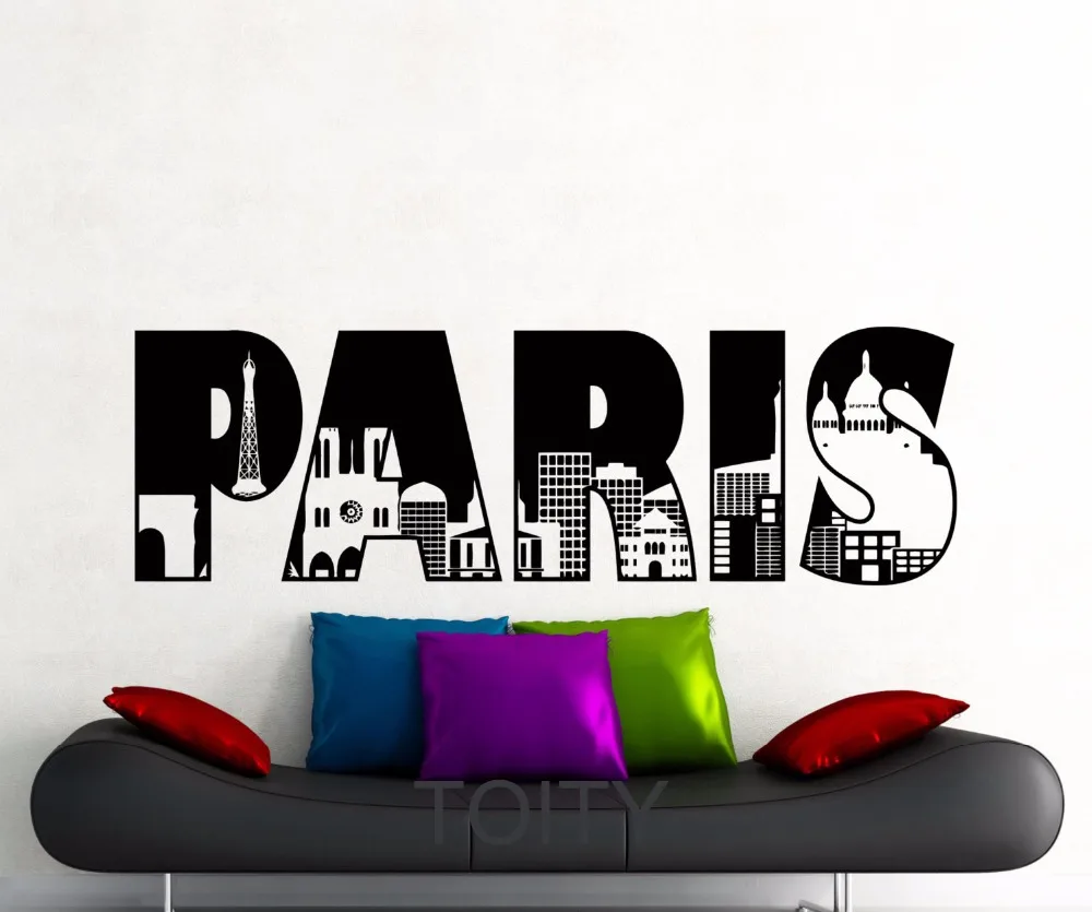 Парижское слово настенная наклейка Эйфелева башня Франция символ виниловая