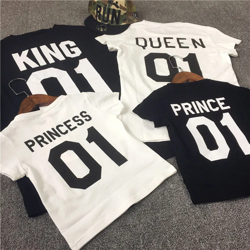 Одинаковые комплекты для семьи, футболка с короткими рукавами для всей семьи, одежда для папы, сына, мамы и дочки, 01 King, королева принц, принцесса