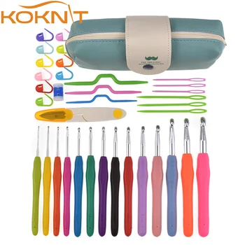 

Crochet Hooks Set 14 pcs 2.0-10.0mm Ergonomic Handles Soft Handle Big Size Crochet Needles Weave Knitting Hooks With Case