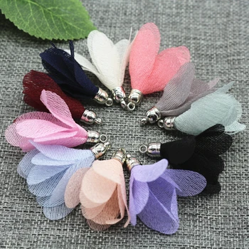 

100pcs Mix Color Silk Satin Flower Tassel Pendants For Earrings Necklace Keychain Making Bag Charms Diy Accessories
