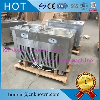 

With two compressors double round pan egypt rolled thailand fry fried ice cream making machine free shipping