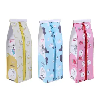 

Kawaii Cartoon Milk Design Pencil Bag PU Leather Waterproof Pen Holder Organizer Case Storage School Office Stationery Bags
