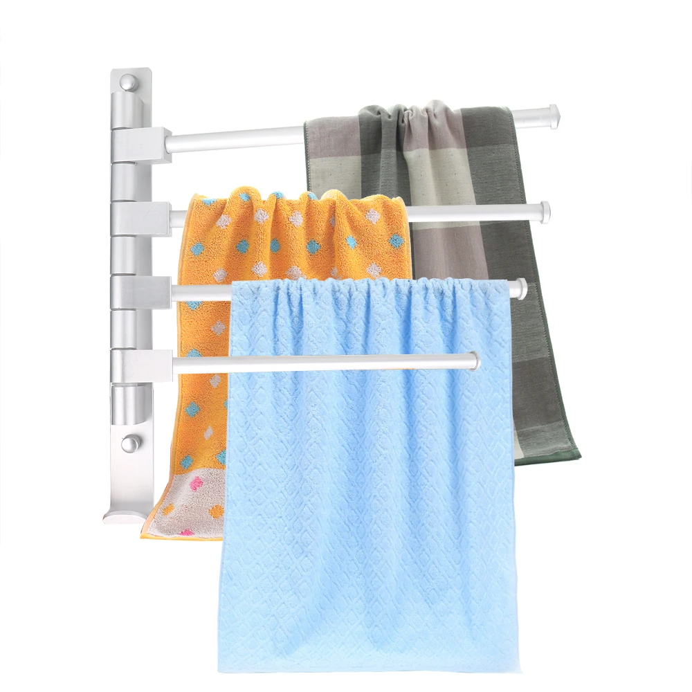

Stainless Steel Movable Towel Bars Home Storage Towel Hanging Towel Rack Bathroom Products Wall Mounted 2/3/4 Arms