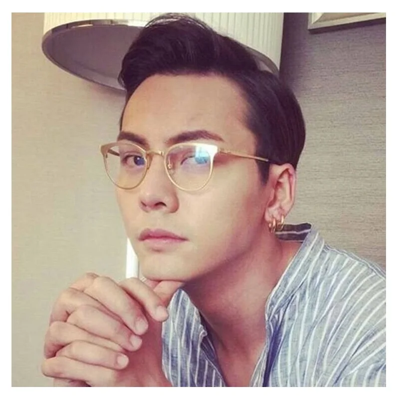 Vazrobe Unisex Small Round Glasses Frame Men Women Metal Gold Silver