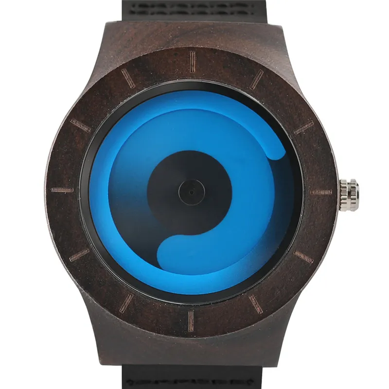 Casual Men Women Wooden Watch Novel Vortex Non-pointer Sport Bamboo Wristwatch Geek Concept Young People Wood Clock Cool Gifts (4)