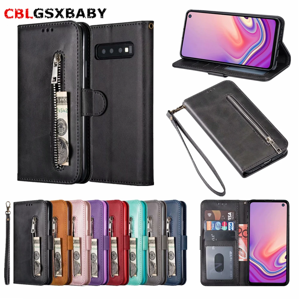

Zipper Wallet Leather Case For Samsung S7 S8 S9 S10 Plus Flip Phone Case Cover For Samsung Note 10 A10 A20 A50 A70 M10 M20 M30