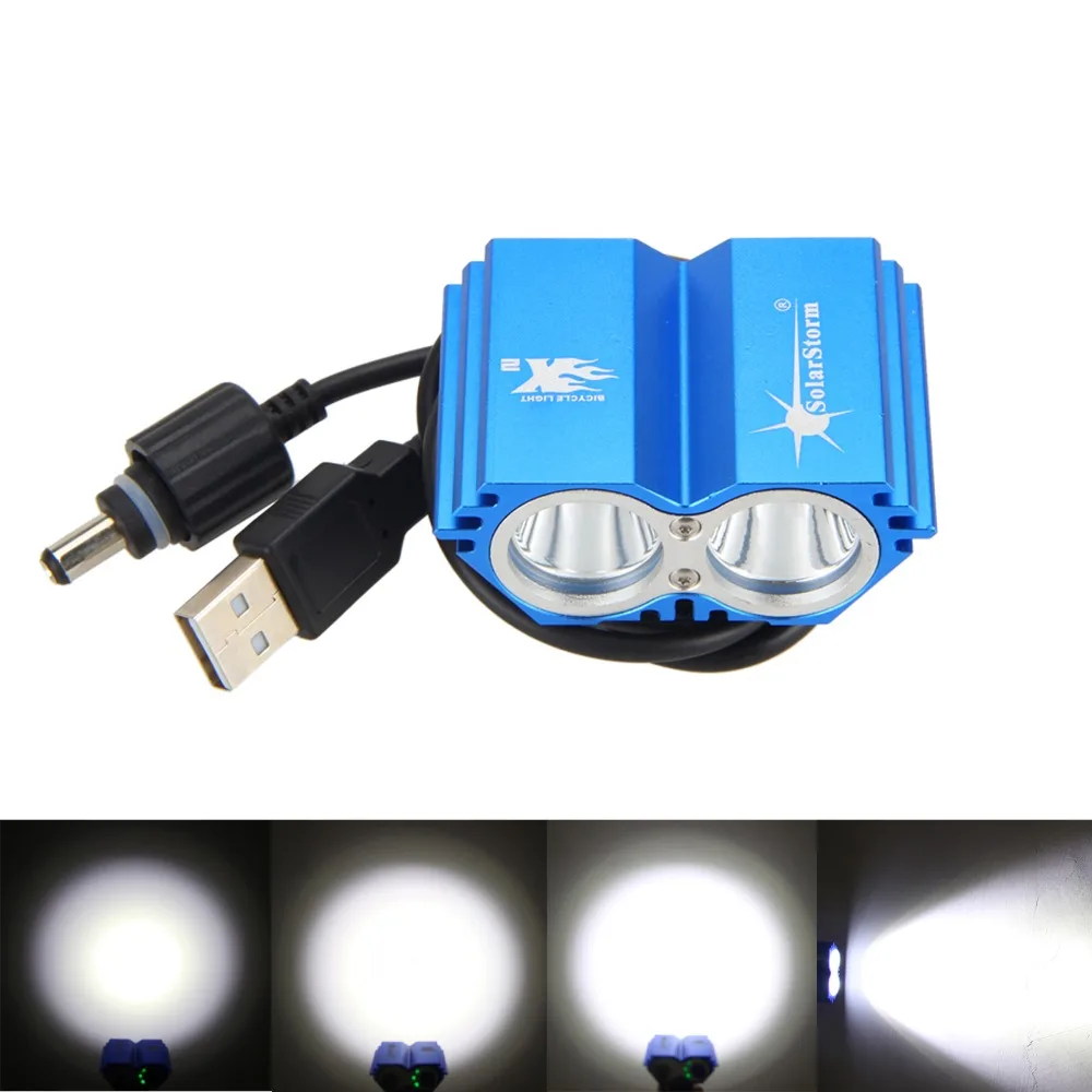 Best Waterproof Cycling Lamp 6000LM 2x XM-L T6 LED Bicycle Lights Dual Port  Head Front Bike Headlamp USB Port Torch No Battery 12
