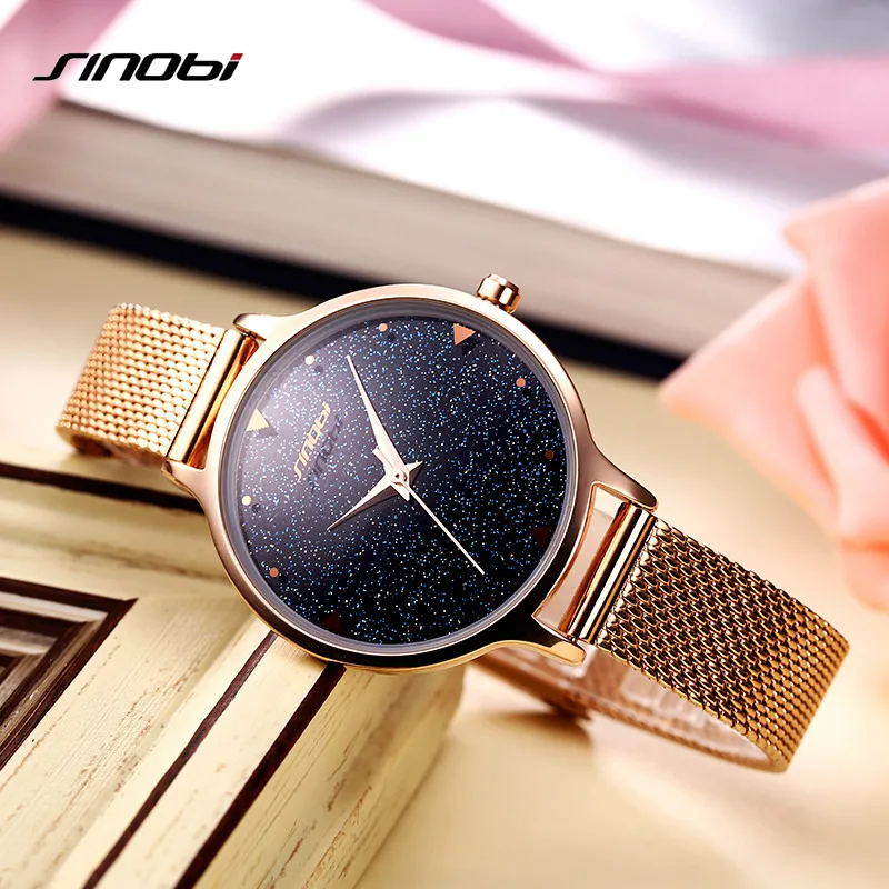 

SINOBI Watch Women's Wristwatch Gold Luxury Brand Fashion Ladies Quartz Ultra Thin Women Bracelet Watch Relogio Feminino 2018