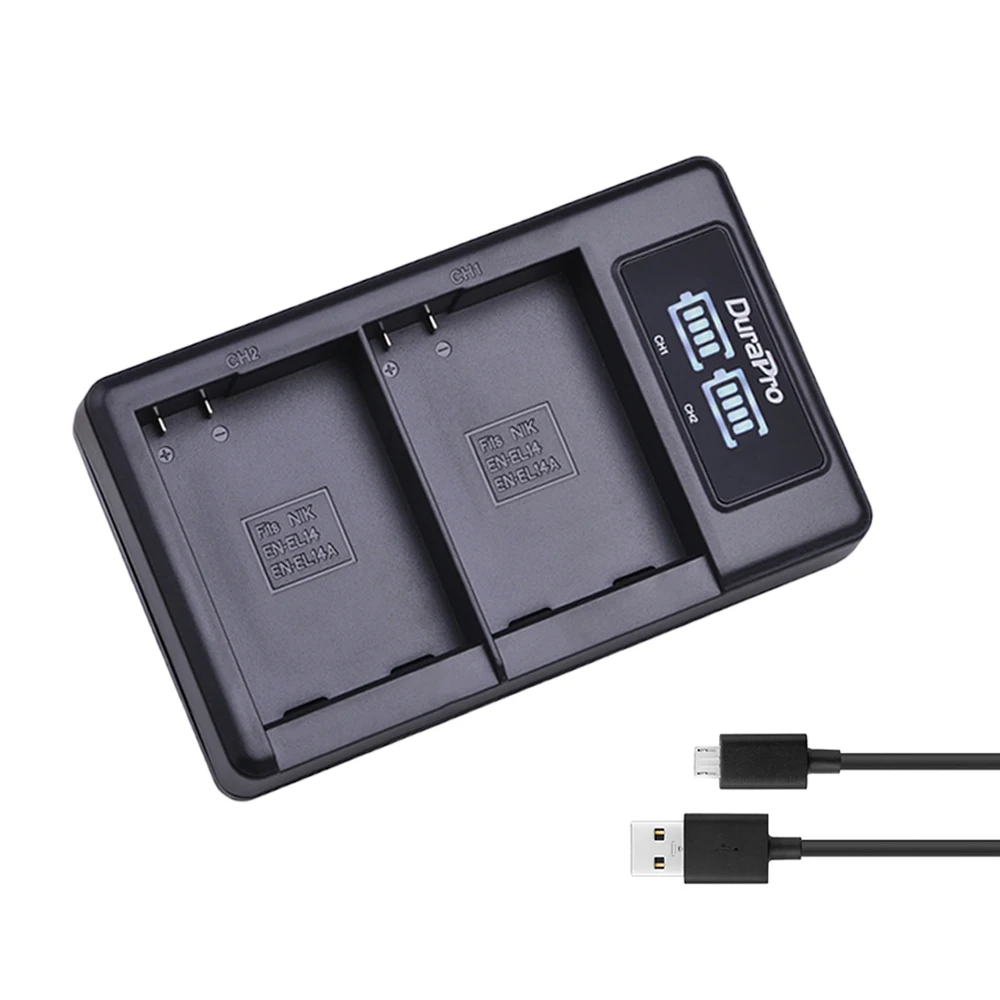 3 шт. DuraPro EN-EL14 EN-EL14A ENEL14 EL14 Батарея+ светодиодный двойной USB Зарядное устройство для Nikon D3100 D3200 D3300 D5100 D5200 D5300 P7000
