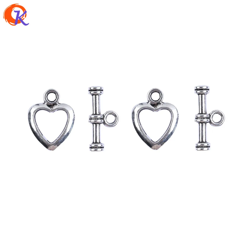 

Cordial Design 100 Sets Heart Shaped Toggle Clasps Vintage Silver Color Connector DIY Accessories CDWB-701459